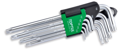 Набор Г-образных ключей TORX T10-T50 с отверстием, длинные, 9 пр. TOPTUL GAAL0919