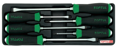 Набор отверток ударных крест и шлиц 6 пр., в ложементе TOPTUL  GAAT0601 Набор отверток ударных крест и шлиц 6 пр., в ложементе TOPTUL  GAAT0601