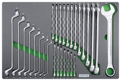 Набор комбинированных и накидных ключей 6-32 мм, 28 пр в мягком ложементе (D) TOPTUL Набор комбинированных и накидных ключей 6-32 мм, 28 пр в мягком ложементе (D) TOPTUL