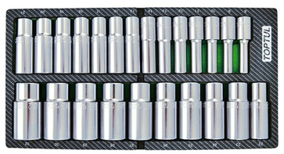 Набор головок удлиненных 1/2" 8-32 мм 24 предмета в мягком ложементе (A) TOPTUL GEA0241