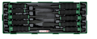 Набор выколоток и зубил с защитными рукоятками 10 пр. в ложементе TOPTUL  HGTA1025 Набор выколоток и зубил с защитными рукоятками 10 пр. в ложементе TOPTUL  HGTA1025