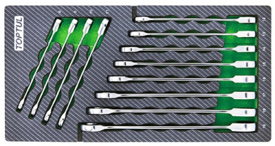 Набор комбинированных трещоточных ключей 8-19 мм, 12 пр. в мягком ложементе (А) TOPTUL Набор комбинированных трещоточных ключей 8-19 мм, 12 пр. в мягком ложементе (А) TOPTUL